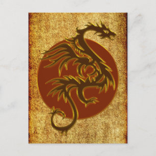 Golden Dragon Sun   antique style Postcard