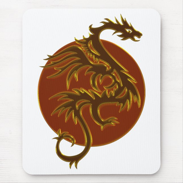 Golden Dragon Sun | make your own background Mouse Mat (Front)