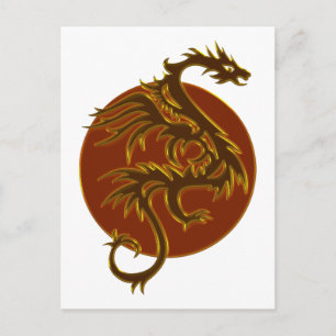Golden Dragon Sun make your own background Postcard