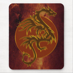 Golden Dragon Sun universe of fire Mouse Mat