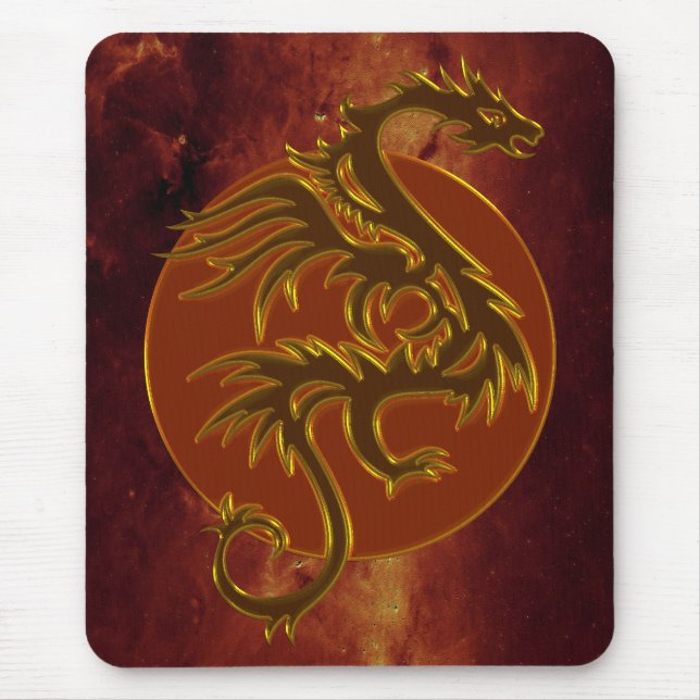 Golden Dragon Sun | universe of fire Mouse Mat (Front)