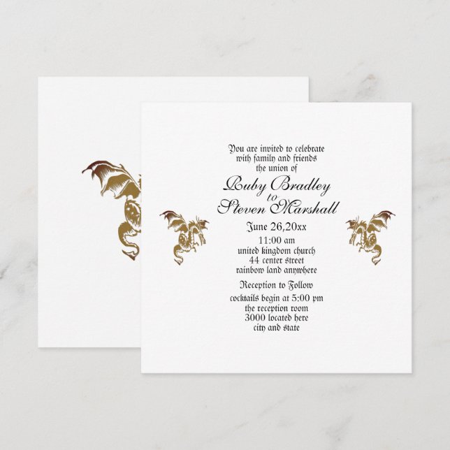 Golden Dragon Wedding Invitation (Front/Back)