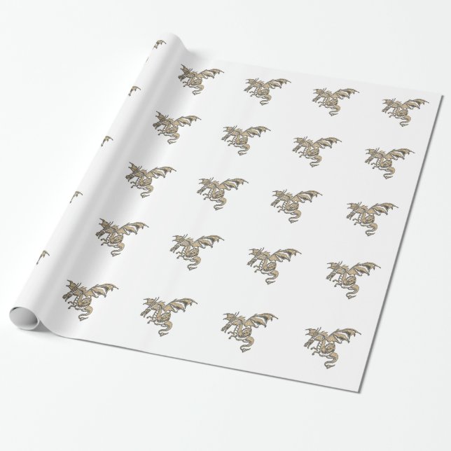 Golden Dragon Wrapping Paper (Unrolled)