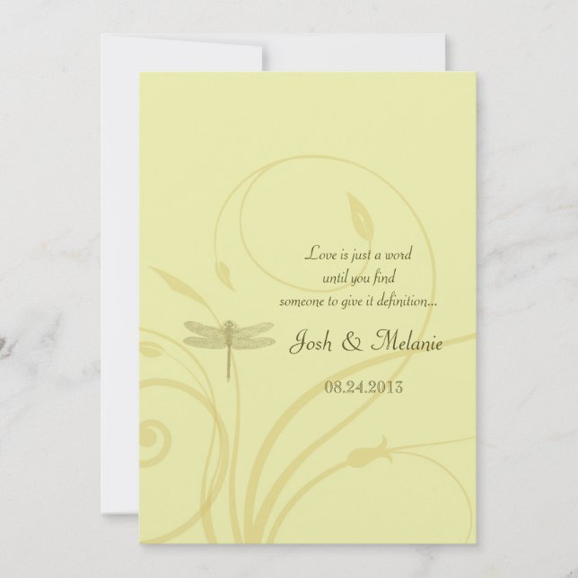 Golden Dragonflies Flourish Invitation (Front)