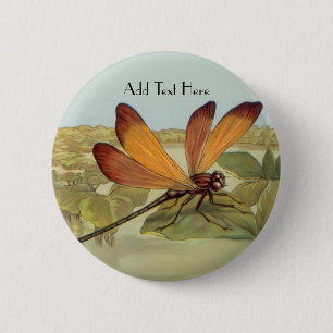 Golden Dragonfly 6 Cm Round Badge