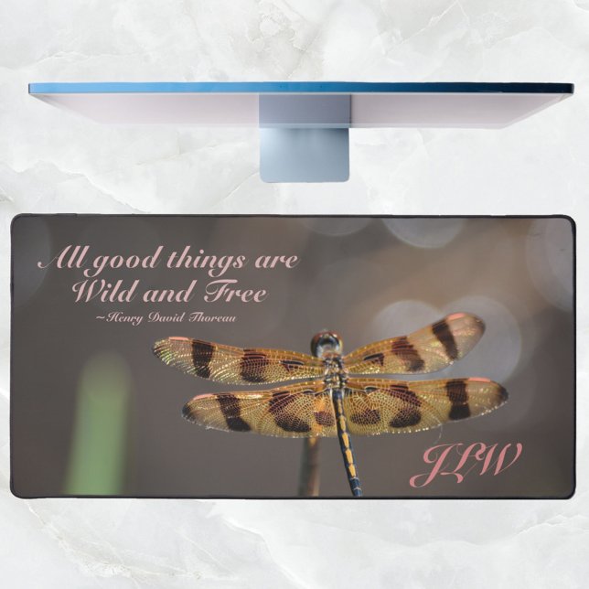 Golden Dragonfly All Good Things Wild and Free Desk Mat (Creator Uploaded)