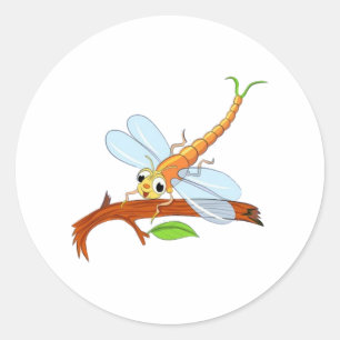 golden dragonfly classic round sticker