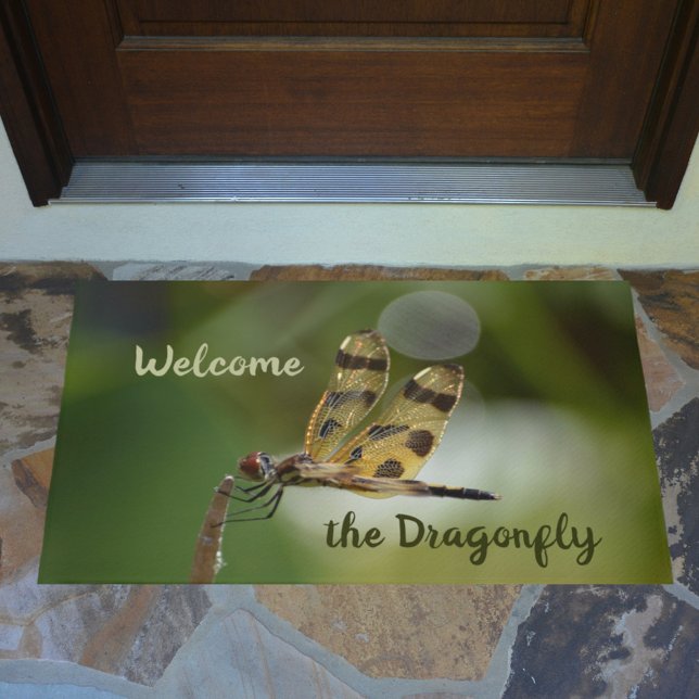 Golden Dragonfly Green Welcome Doormat (Creator Uploaded)