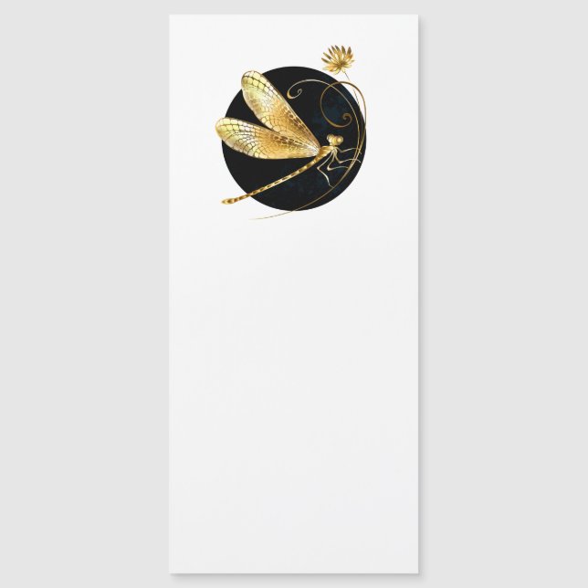 Golden dragonfly in black circle (Front)