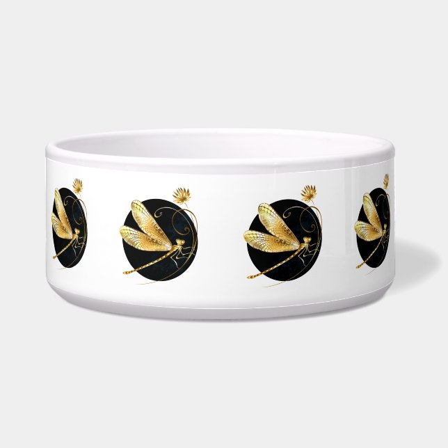 Golden dragonfly in black circle (Front)
