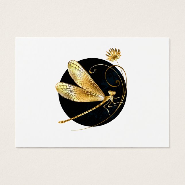 Golden dragonfly in black circle (Front)