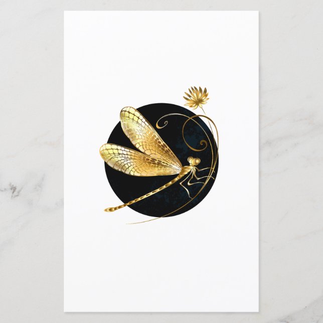 Golden dragonfly in black circle (Front)