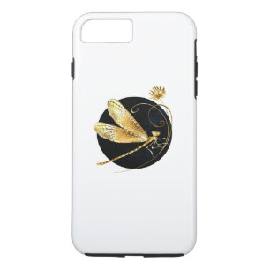 Golden dragonfly in black circle iPhone 8 plus/7 plus case
