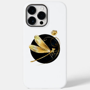 Golden dragonfly in black circle Case-Mate iPhone 14 pro max case