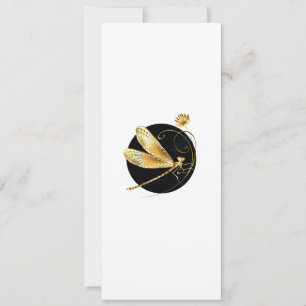 Golden dragonfly in black circle holiday card