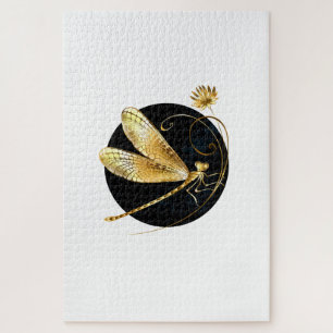 Golden dragonfly in black circle jigsaw puzzle
