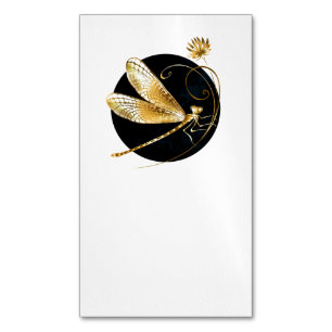 Golden dragonfly in black circle 	Magnetic business card