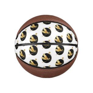 Golden dragonfly in black circle mini basketball