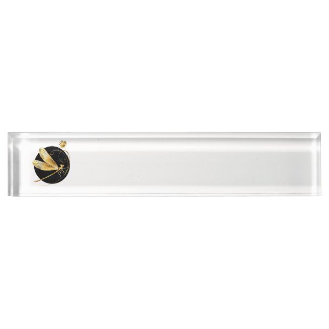 Golden dragonfly in black circle nameplate (Front)