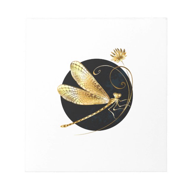Golden dragonfly in black circle notepad (Front)