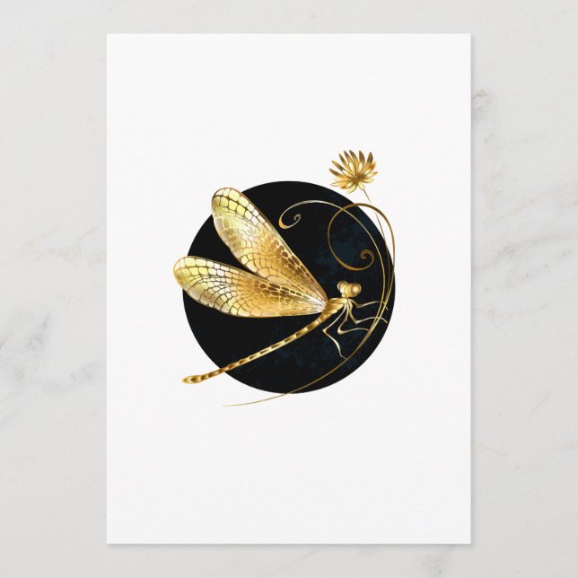 Golden dragonfly in black circle programme (Front)