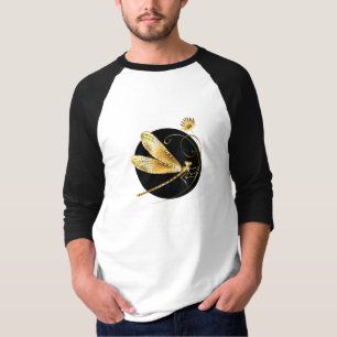Golden dragonfly in black circle T-Shirt