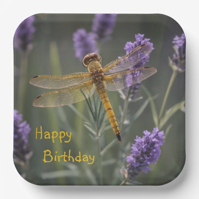 Golden Dragonfly Paper Plate (Front)
