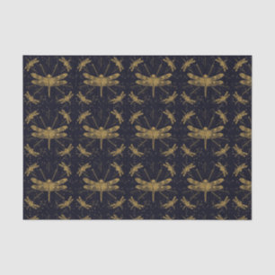 Golden dragonfly pattern - dark tissue paper