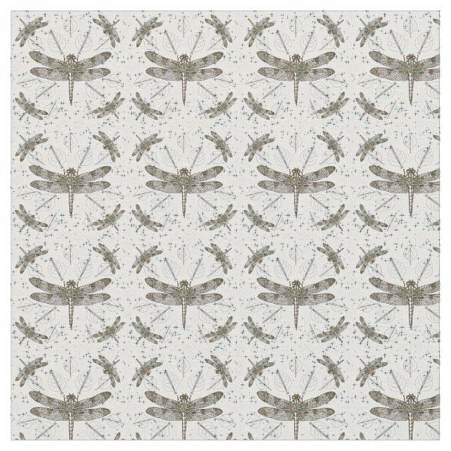 Golden dragonfly pattern - light fabric (Close Up)