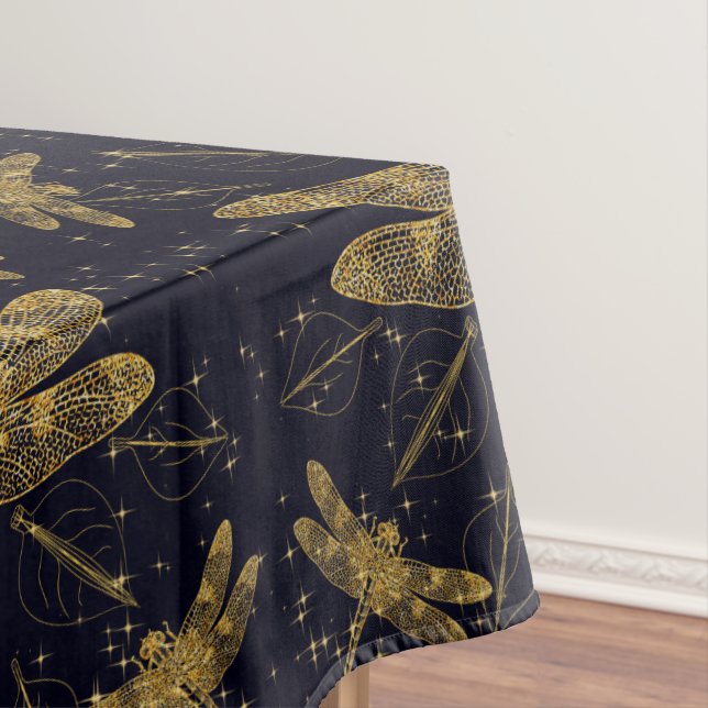 Golden dragonfly pattern - light tablecloth (In Situ)
