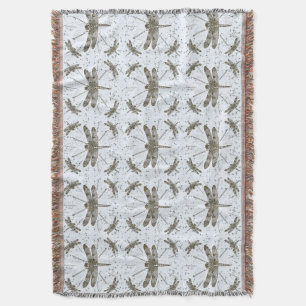 Golden dragonfly pattern - light throw blanket