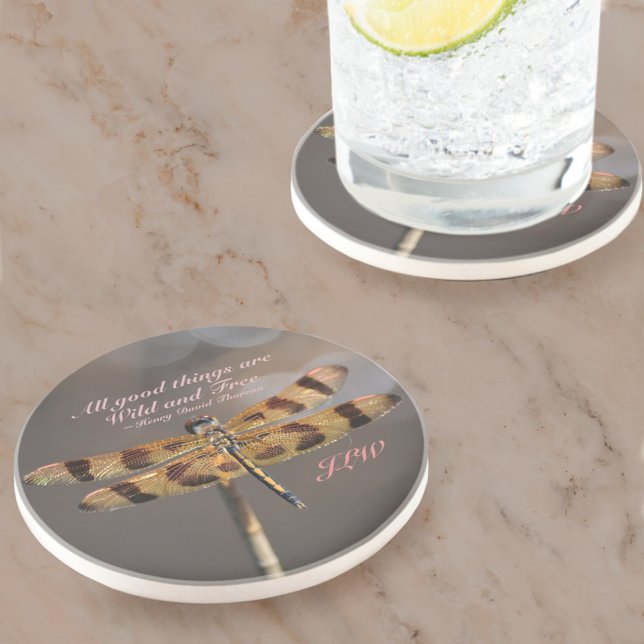 Golden Dragonfly Wild and Free Quote  Coaster (Creator Uploaded)