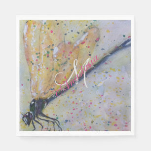 GOLDEN DRAGONFLY WINGS MONOGRAM PARTY NAPKIN