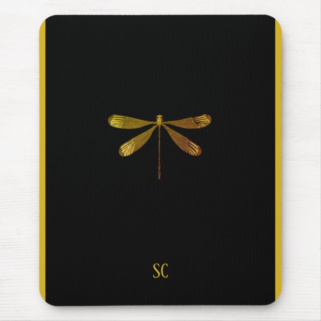 Golden Dragonfly with Custom Text Mouse Mat (Front)