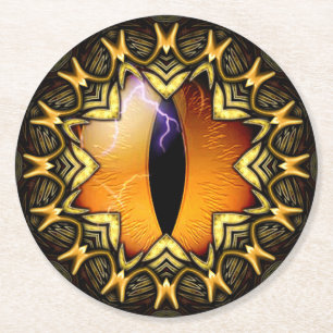 Golden Dragon's Eye Round Paper Coaster