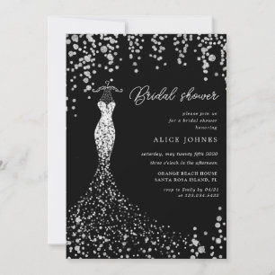 golden dress bridal shower invitation