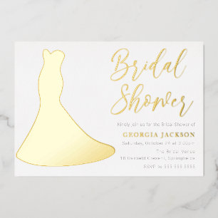 Golden Dress Foil Silhouette Bridal Shower Gold