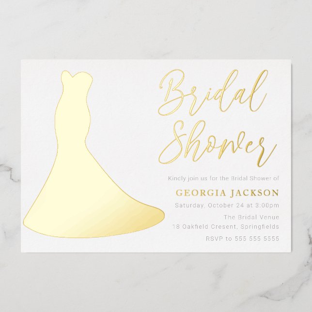Golden Dress Foil Silhouette Bridal Shower Gold (Front)