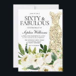 Golden Dress Sixty & Fabulous 60th Birthday Invitation<br><div class="desc">Golden Dress Sixty & Fabulous 60th Birthday Party Invitation

Beautiful White Champagne Floral

See matching collection in Niche and Nest Store

Many thanks</div>