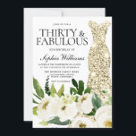 Golden Dress Thirty & Fabulous 30th Birthday Invitation<br><div class="desc">Golden Dress Thirty & Fabulous 30th Birthday Party Invitation

Beautiful White Champagne Floral

See matching collection in Niche and Nest Store

Many thanks</div>
