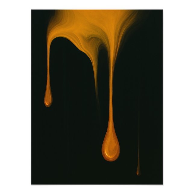 Golden Drip Abstract Dark Art Print (Front)