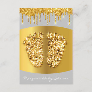 Golden Drips Royal Baby Shower Feet Girl Boy Grey Invitation