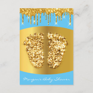 Golden Drips Royal Blue Baby Shower Foot Blue Boy Invitation