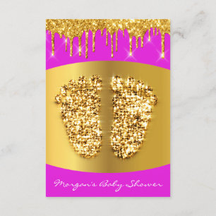 Golden Drips Royal Lux Baby Shower Foot Pink Girl Invitation
