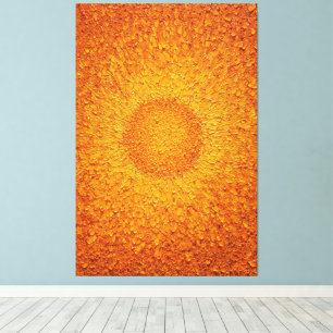 Golden Droplet Sunburst Textured Abstract Wall Art