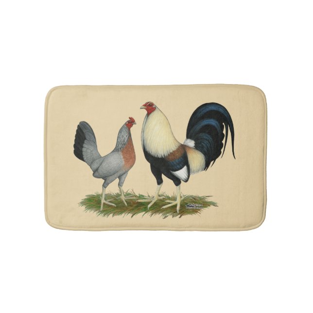 Golden Duckwing Chickens Bath Mat (Front)