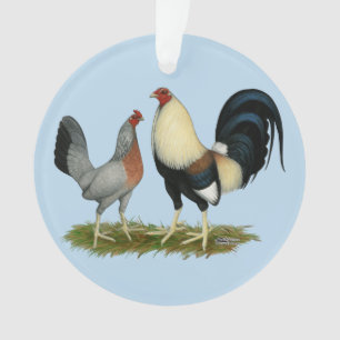Golden Duckwing Chickens Ornament