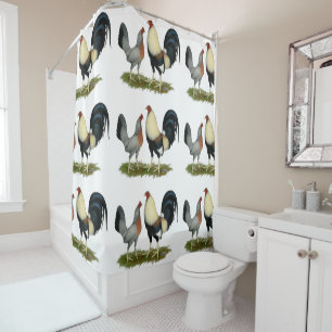 Golden Duckwing Chickens Shower Curtain