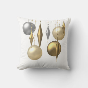 golden dull christmas ball on white background cushion