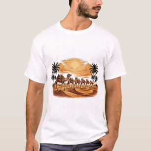 Golden Dune Caravan — Desert Camel Sunset T-Shirt